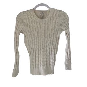 St. John's Bay Womens Crew Neck Long Sleeve Pullover Sweater White Size PS